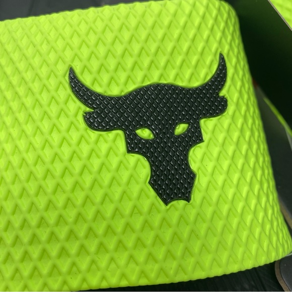 Under Armour Project Rock Slides Mens 12 Michelin Charged Cushioning Lime Green - Picture 2 of 9